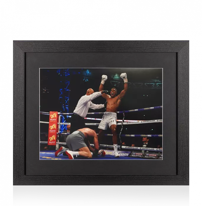 Icons UNSIGNED Anthony Joshua Photo In Black Wooden Frame: Winning Moment Vs Wladimir Klitschko