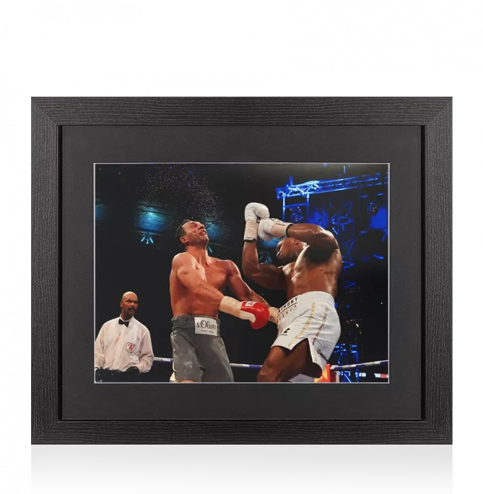 Icons UNSIGNED Anthony Joshua Photo In Black Wooden Frame: Uppercut Vs Wladimir Klitschko