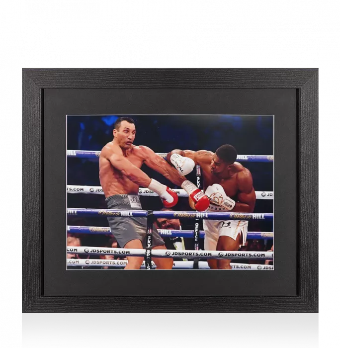 icons UNSIGNED Anthony Joshua Photo In Black Wooden Frame: Knock Down Punch vs Wladimir Klitschko