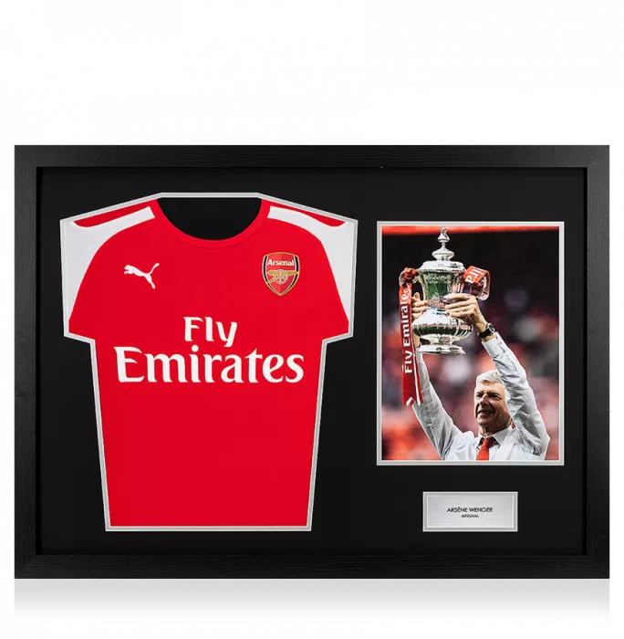 icons UNSIGNED Arsene Wenger Arsenal Shirt In Tribute Frame