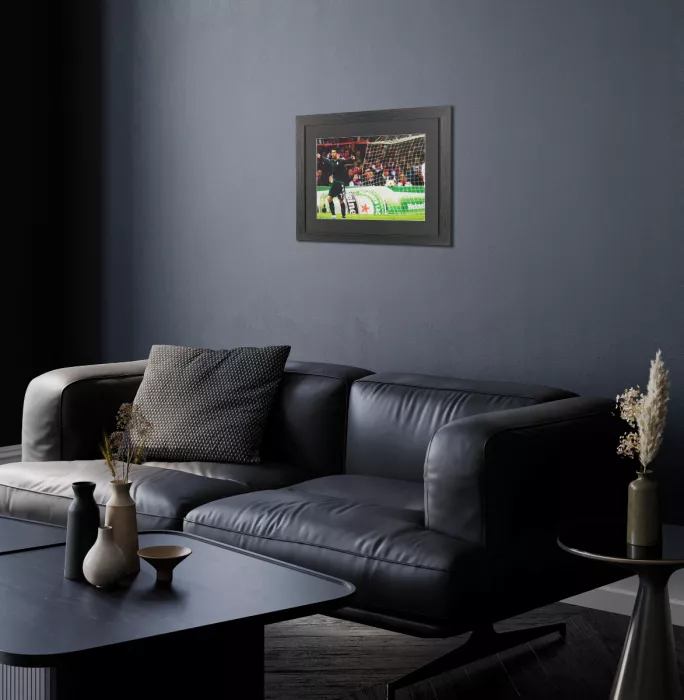 Icons UNSIGNED Cristiano Ronaldo Photo In Black Wooden Frame: Real Madrid Arms Out Celebration UEFA Champions League