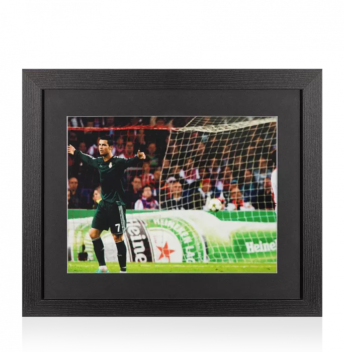 icons UNSIGNED Cristiano Ronaldo Photo In Black Wooden Frame: Real Madrid Arms Out Celebration UEFA Champions League icons UNSIGNED Cristiano Ronaldo Photo In Black Wooden Frame: Real Madrid Arms Out Celebration UEFA Champions League
