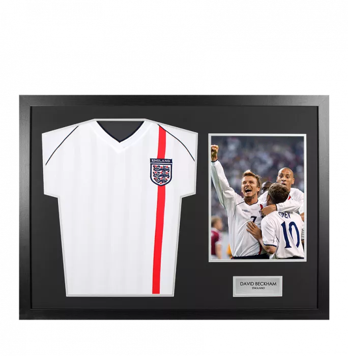 Icons UNSIGNED David Beckham England Shirt In Tribute Frame
