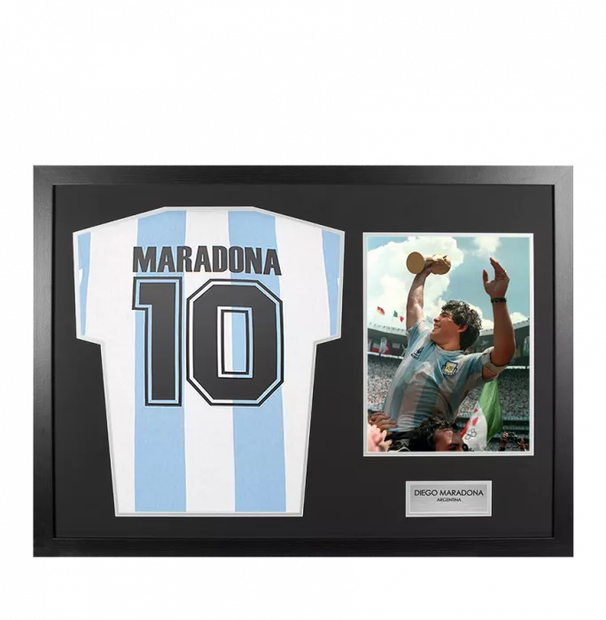 Icons UNSIGNED Diego Maradona Argentina Shirt In Tribute Frame
