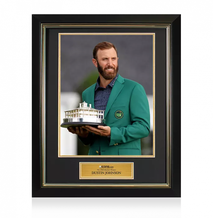 Icons UNSIGNED Dustin Johnson Masters Trophy Framed Photo - The 2020 Masters Winner