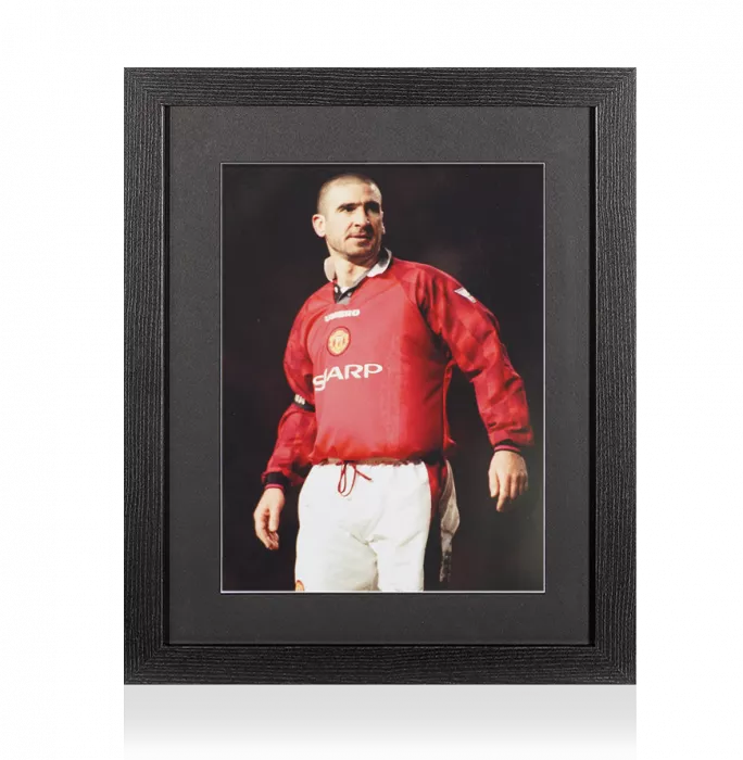 icons UNSIGNED Eric Cantona Photo In Black Wooden Frame: Manchester United Collar Up Celebration