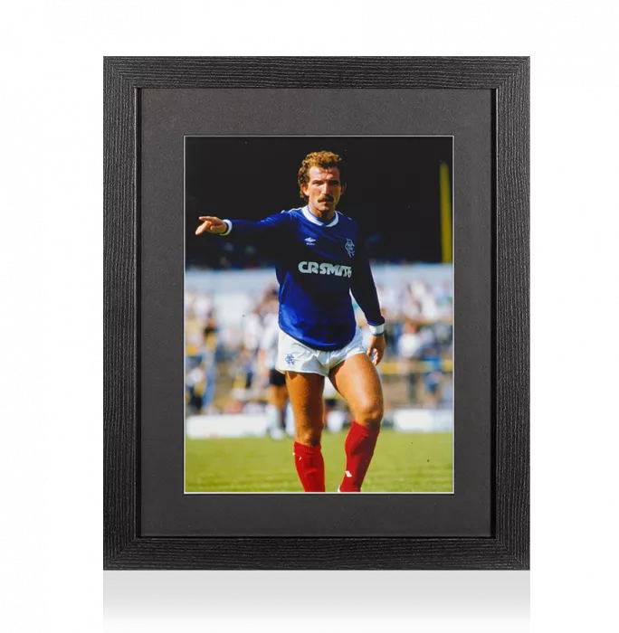Icons UNSIGNED Graeme Sounness Photo In Black Wooden Frame: Rangers FC In Action