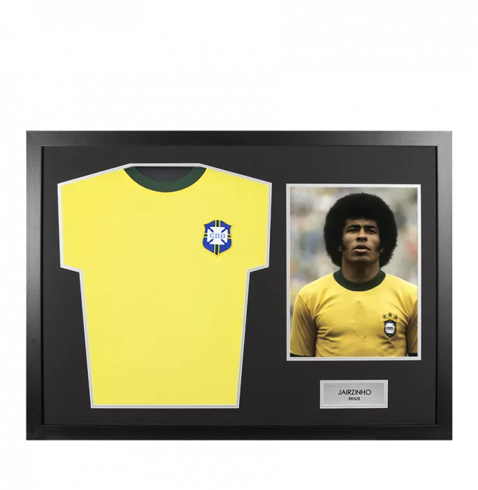 icons UNSIGNED Jairzinho Brazil Shirt In Tribute Frame