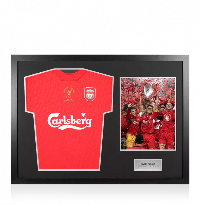 icons UNSIGNED Liverpool FC 2005 Shirt In Tribute Frame: 2005 UEFA Champions League Winners Edition