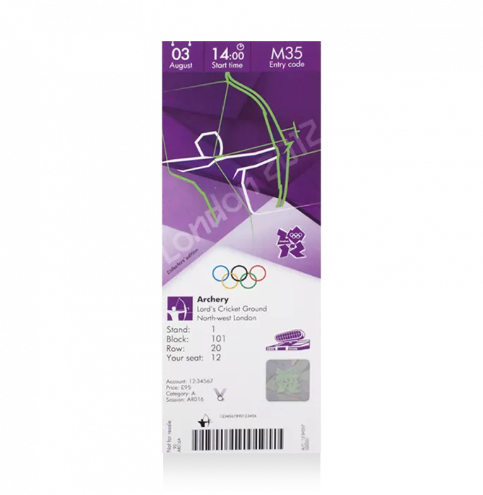 Icons UNSIGNED London 2012 Olympics Ticket: Archery August 3rd