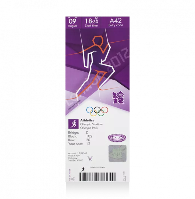Icons UNSIGNED London 2012 Olympics Ticket: Athletics August 9th (M 200m – Bolt; M 800m – Rudisha)