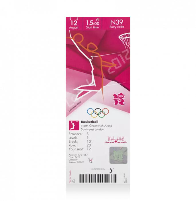 Icons UNSIGNED London 2012 Olympics Ticket: Basketball August 12th (M Final)