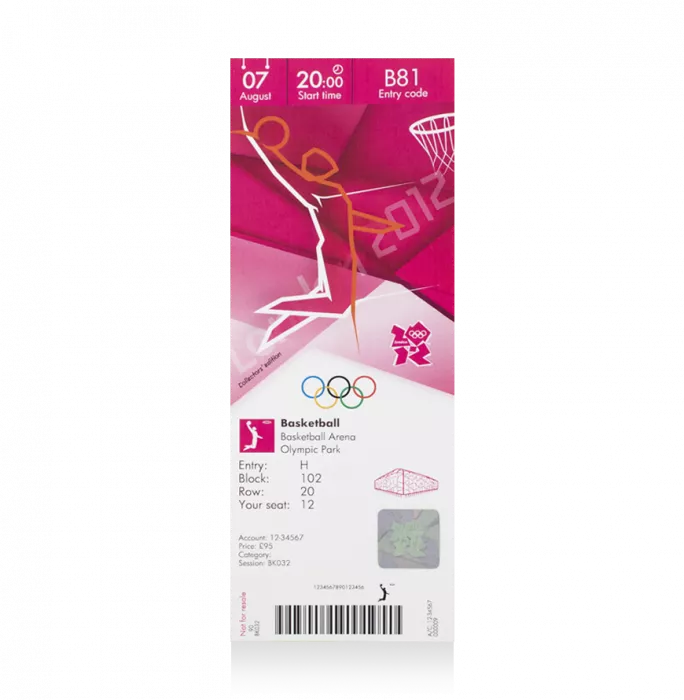 icons UNSIGNED London 2012 Olympics Ticket: Basketball August 7th