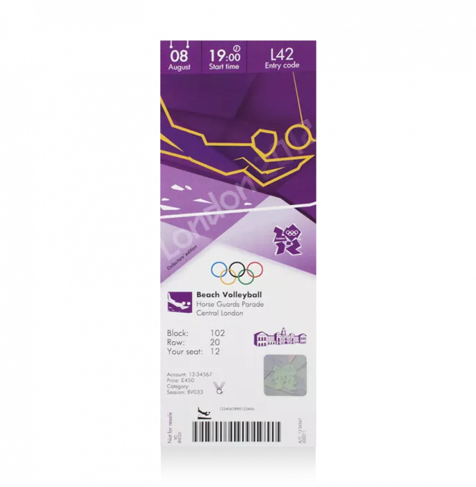 Icons UNSIGNED London 2012 Olympics Ticket: Beach Volleyball August 8th