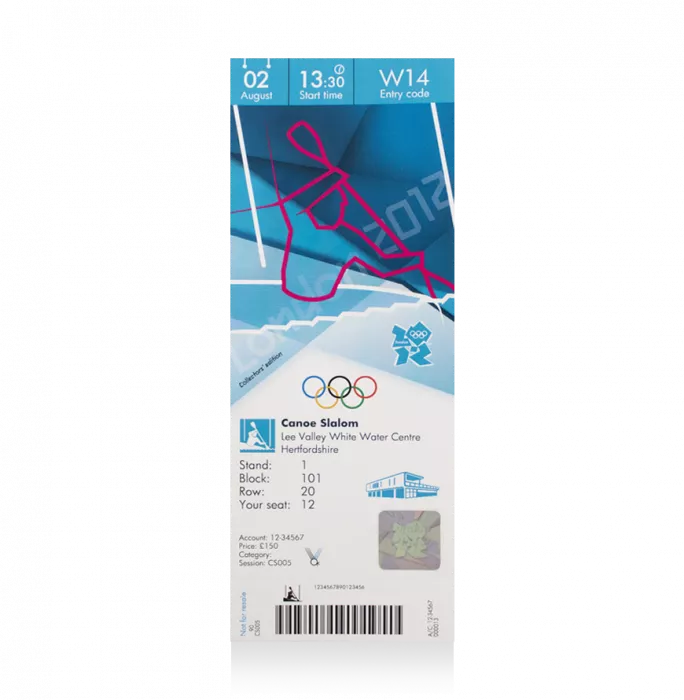 icons UNSIGNED London 2012 Olympics Ticket: Canoe Slalom August 12th