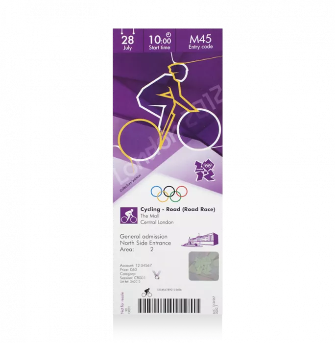 Icons UNSIGNED London 2012 Olympics Ticket: Cycling Road Race July 28th
