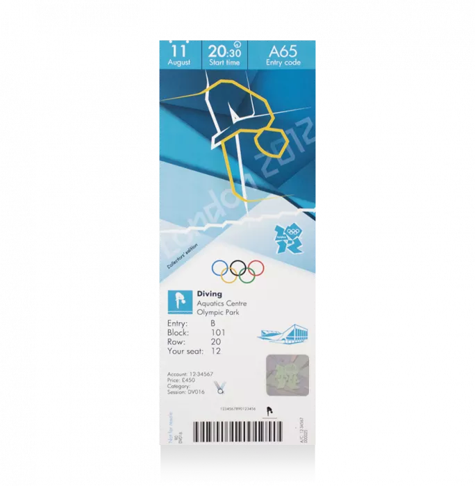 icons UNSIGNED London 2012 Olympics Ticket: Diving August 11th (Tom Daley Bronze)