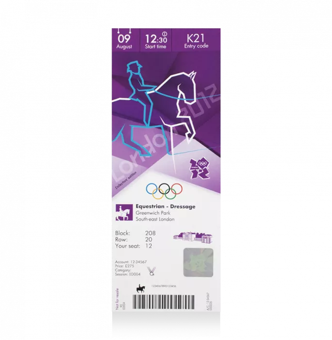 icons UNSIGNED London 2012 Olympics Ticket: Dressage August 9th