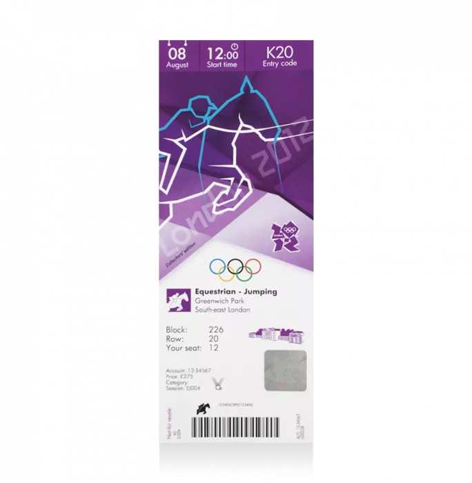 icons UNSIGNED London 2012 Olympics Ticket: Equestrian August 8th