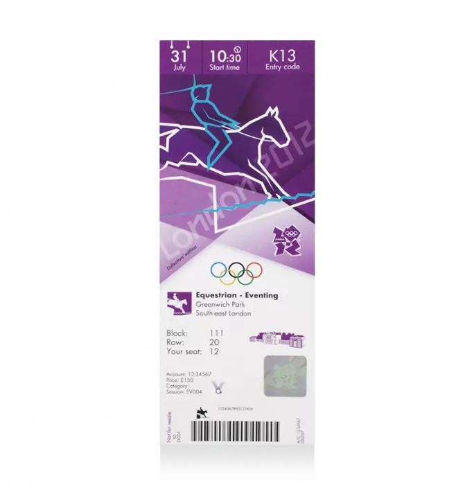 icons UNSIGNED London 2012 Olympics Ticket: Equestrian Eventing July 31st