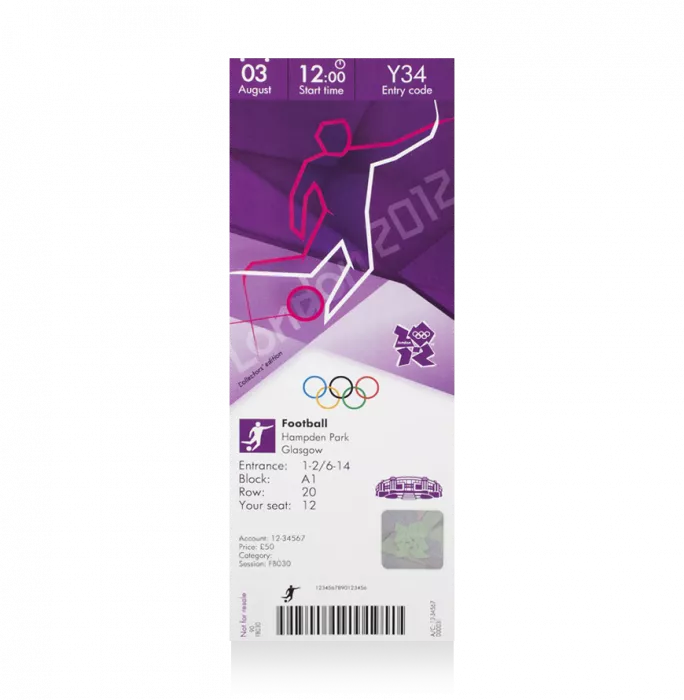 icons UNSIGNED London 2012 Olympics Ticket: Football August 3rd