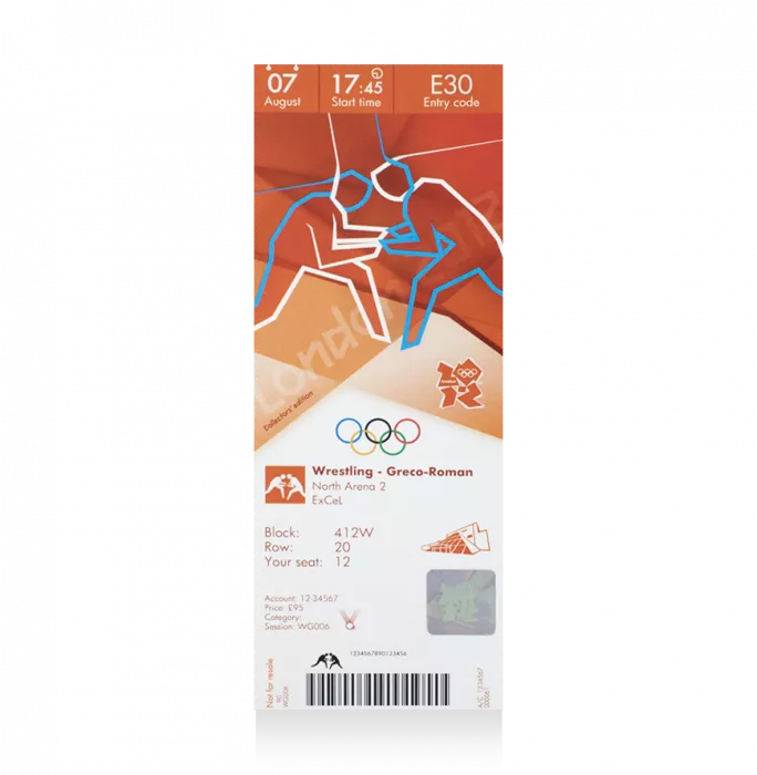 icons UNSIGNED London 2012 Olympics Ticket: Greco-Roman Wrestling August 7th