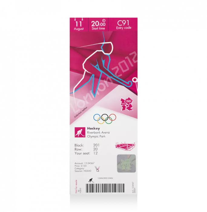 Icons UNSIGNED London 2012 Olympics Ticket: Hockey August 11th