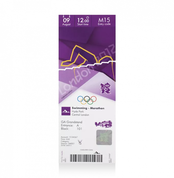 icons UNSIGNED London 2012 Olympics Ticket: Marathon Swimming August 9th