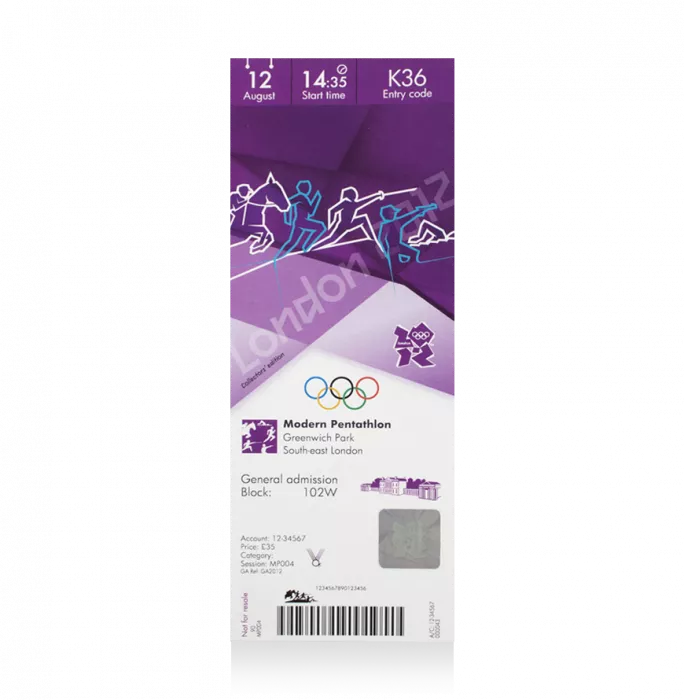 Icons UNSIGNED London 2012 Olympics Ticket: Modern Pentathlon August 12th