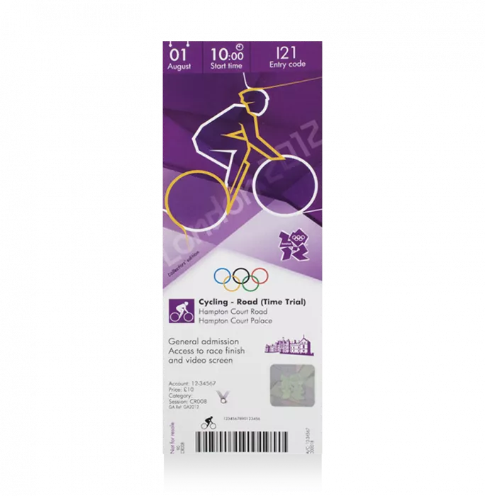 Icons UNSIGNED London 2012 Olympics Ticket: Road Cycling – Time Trial August 1st