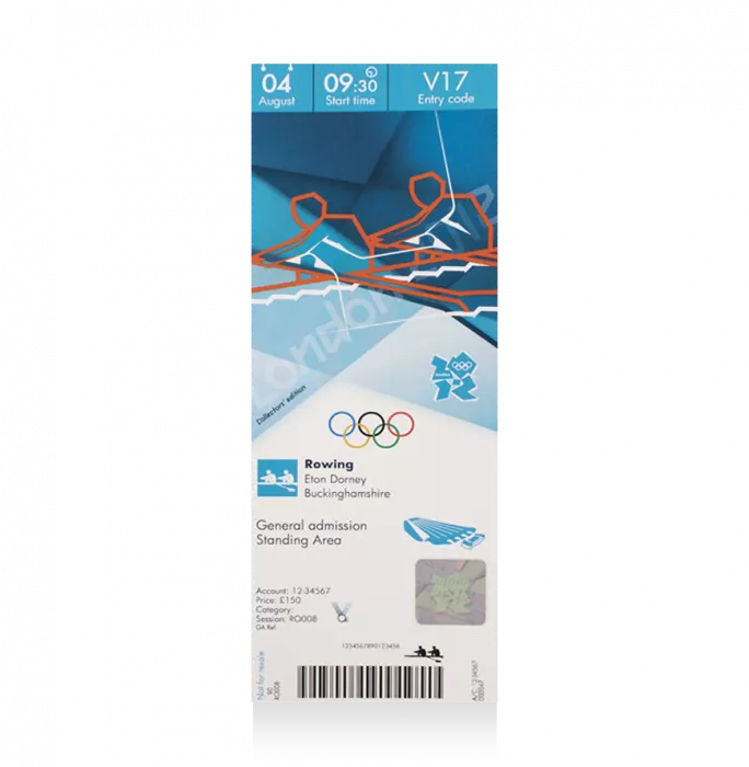 icons UNSIGNED London 2012 Olympics Ticket: Rowing August 4th (GB Gold Men's Four; GB Gold Women's Lightweight Double Skulls)