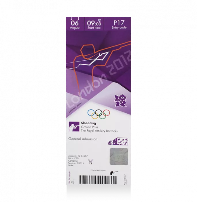 icons UNSIGNED London 2012 Olympics Ticket: Shooting August 6th