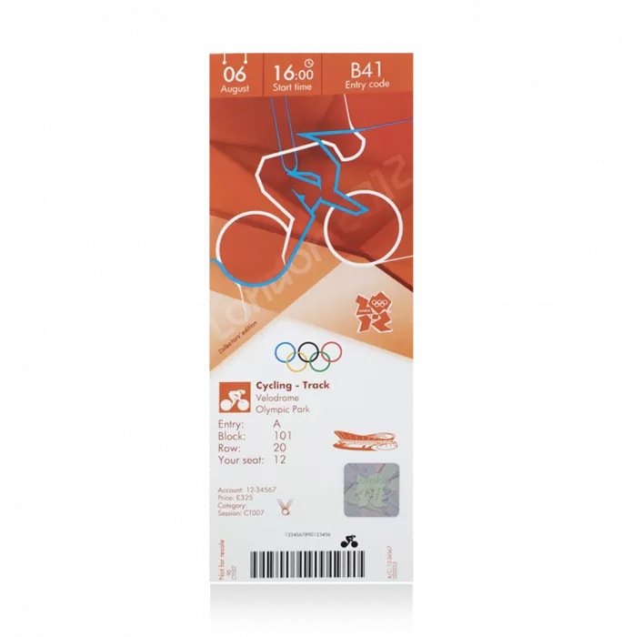 Icons UNSIGNED London 2012 Olympics Ticket: Track Cycling August 6th (M Sprint – Jason Kenny Gold)