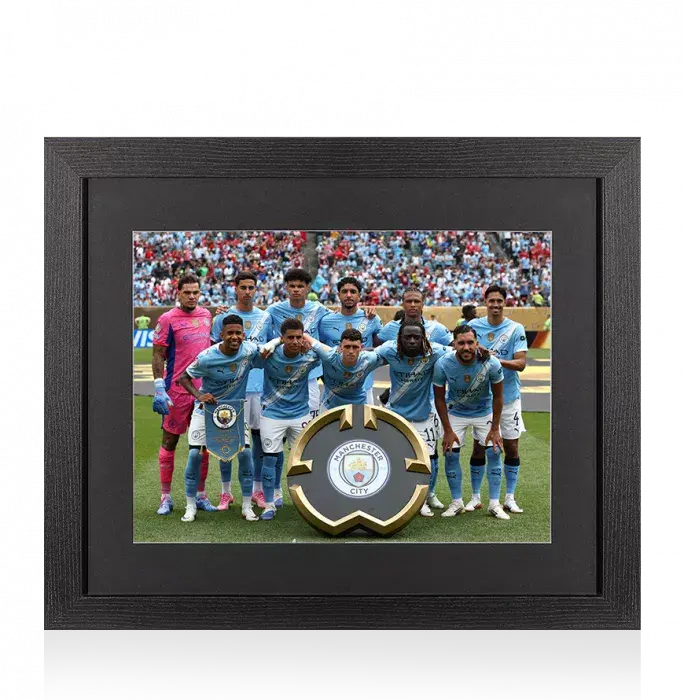 Icons UNSIGNED Manchester City Photo In Black Wooden Frame: 2025 FIFA Club World Cup Squad