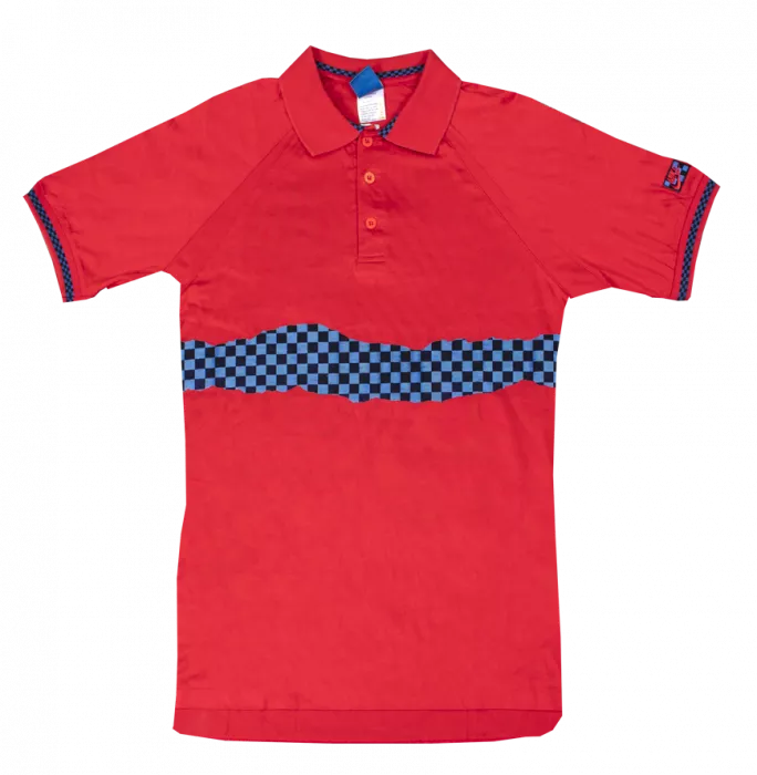 icons UNSIGNED MATCH USED John McEnroe Red and Blue Chequered Nike Tennis Shirt