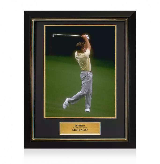 icons UNSIGNED Nick Faldo Masters Trophy Framed Photo - The 1990 Masters Winner
