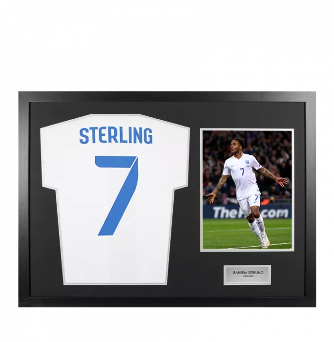 icons UNSIGNED Raheem Sterling England Shirt In Tribute Frame