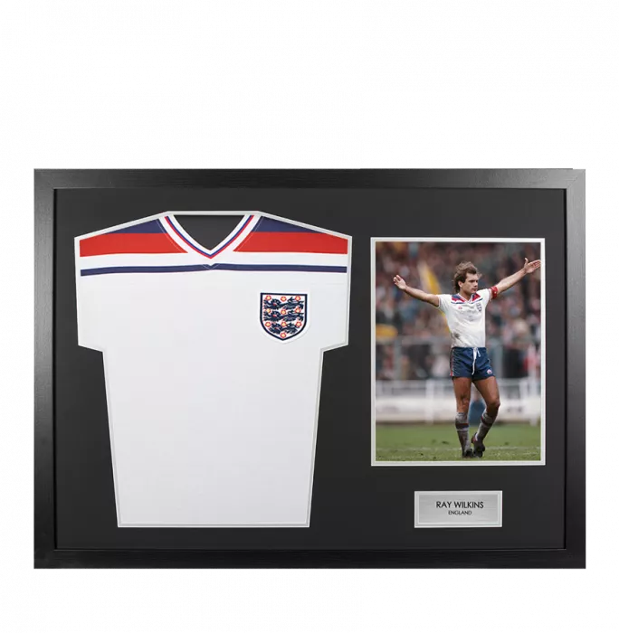 Icons UNSIGNED Ray Wilkins England Shirt In Tribute Frame