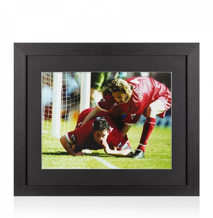 icons UNSIGNED Robbie Fowler Photo In Black Wooden Frame: Nose to Ground Liverpool FC Celebration