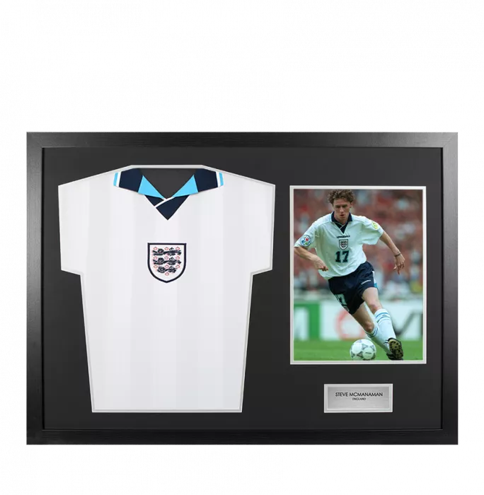 icons UNSIGNED Steve McManaman England Shirt In Tribute Frame