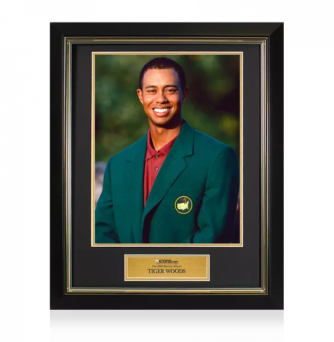 Icons UNSIGNED Tiger Woods Masters Trophy Framed Photo - The 2002 Masters Winner
