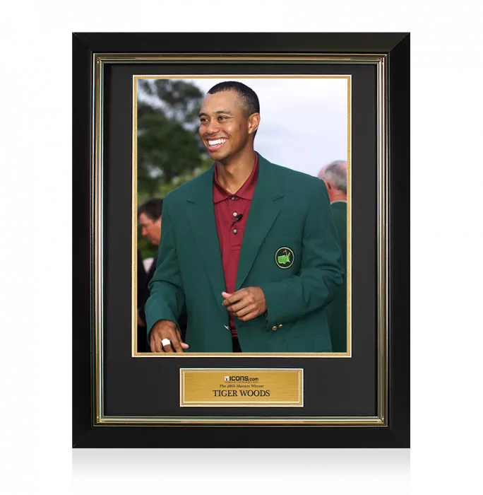 Icons UNSIGNED Tiger Woods Masters Trophy Framed Photo - The 2001 Masters Winner