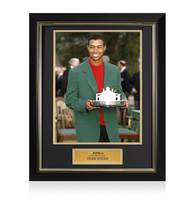 Icons UNSIGNED Tiger Woods Masters Trophy Framed Photo - The 1997 Masters Winner