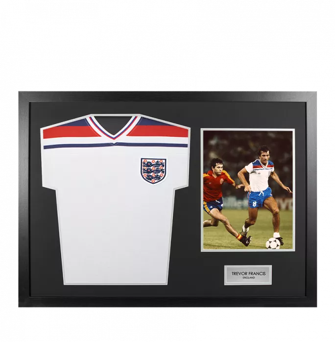 icons UNSIGNED Trevor Francis England Shirt In Tribute Frame