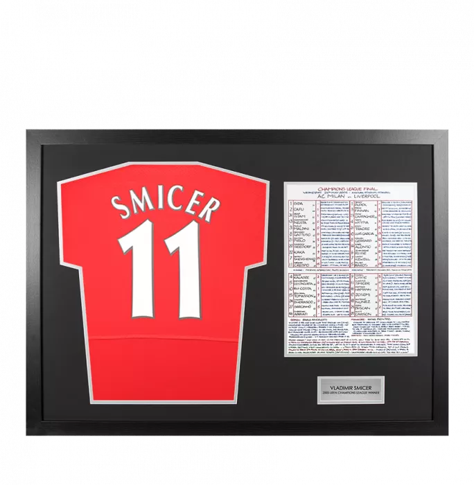 Icons UNSIGNED Vladimir Smicer Liverpool FC 2005 UEFA Champions League Commentary Chart Tribute Frame