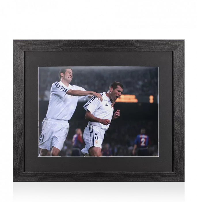 icons UNSIGNED Zinedine Zidane Photo In Black Wooden Frame: Real Madrid CF Celebration