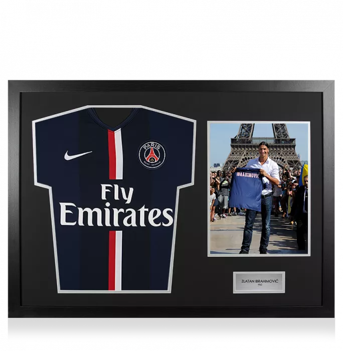 Icons UNSIGNED Zlatan Ibrahimovic Paris Saint-Germain Home Shirt In Tribute Frame