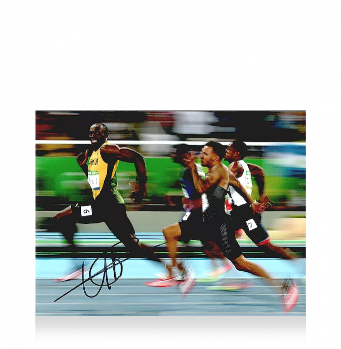 icons Usain Bolt Signed Photo: Rio 2016 Olympic 100m