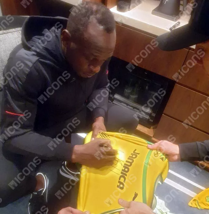 Icons Usian Bolt Signed Jamaica Olympic Running Singlet