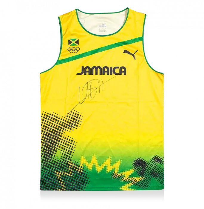 icons Usian Bolt Signed Jamaica Olympic Running Singlet